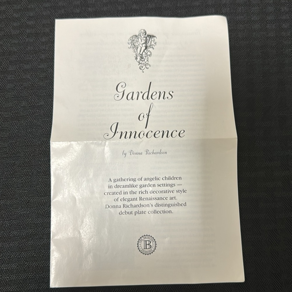 Gardens of Innocence Limited Edition “Hope” Plate by Richardson Bradford Exchang - Picture 16 of 17